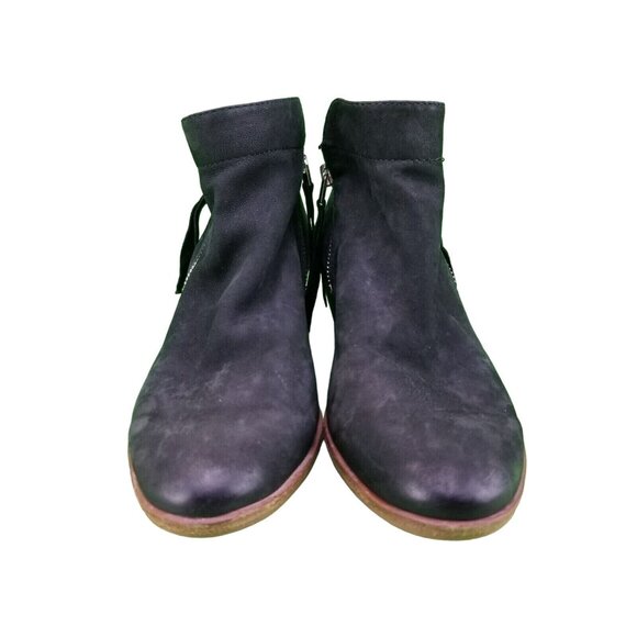 ✅Sam Edelman Ankle Boots Womens 8.5 Black Nubuck PACKER Zip Booties Stacked Heel - Picture 6 of 10